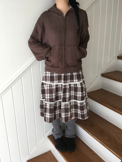 (3 colors) Checkered Mini Skirt