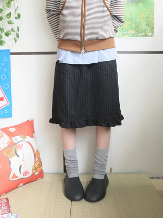 Striped frill skirt