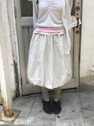 (3 colors) Shirred balloon skirt