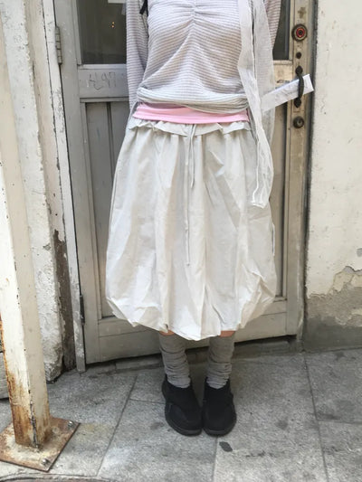 (3 colors) Shirred balloon skirt