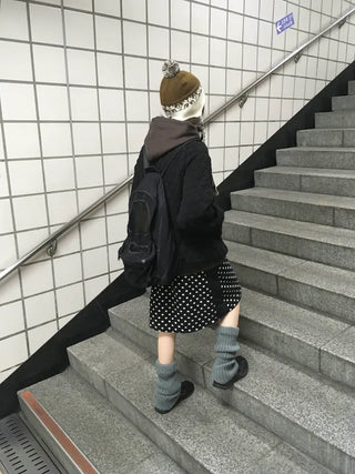 (3 colors) Polka dot fleece skirt