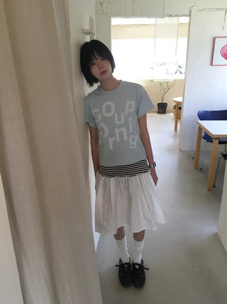 [3 colors] Striped skirt
