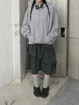 Elastic waist frill skirt