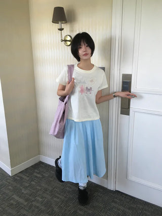 [3 colors] Pleated skirt pants