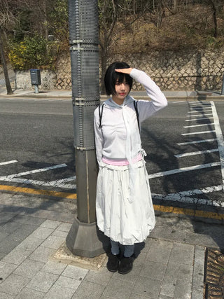 (3 colors) Shirred balloon skirt