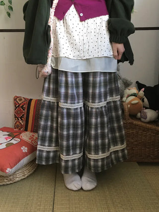 (2 colors) Checkered Mini Skirt