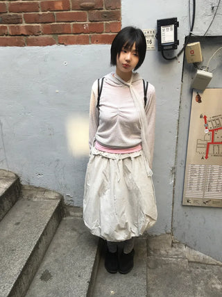(3 colors) Shirred balloon skirt