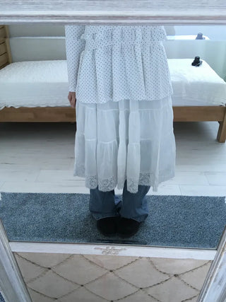 (3 colors) Lace tiered skirt