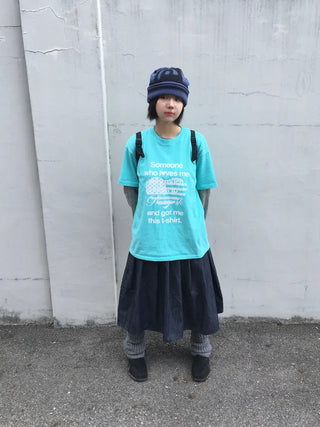 (2 colors) Pleated denim skirt