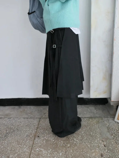 (2 colors) Wide-leg skirt pants