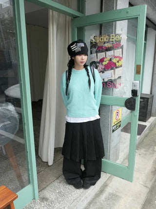 (2 colors) Wide-leg skirt pants
