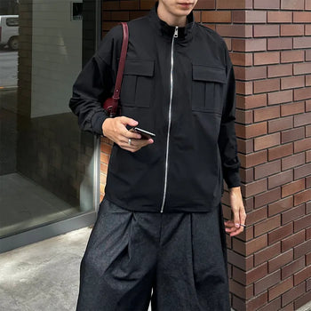 High-neck pocket string jacket