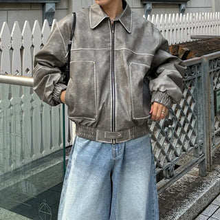 (Unisex) Fading Eco Leather Jacket