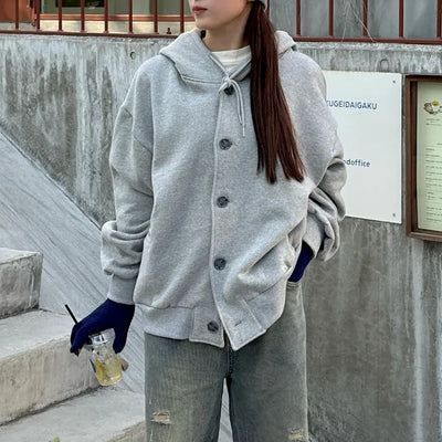 (Unisex) Button-up Hooded Parka
