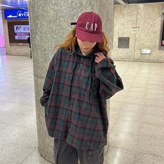 (Unisex) Check Hoodie Shirt Jacket