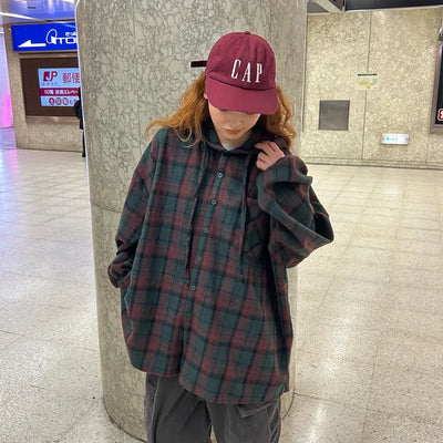 (Unisex) Check Hoodie Shirt Jacket