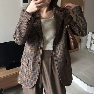 Checked wool herringbone jacket