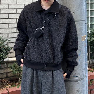 (Unisex) Winter High-Neck Boucle Jacket
