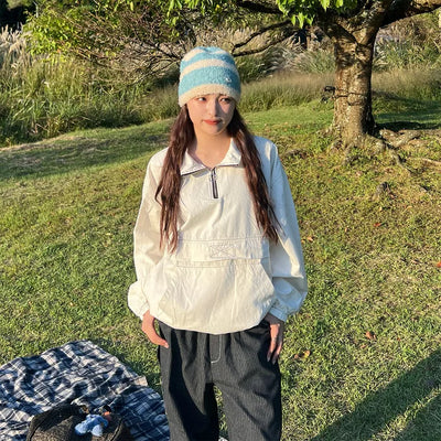 (Unisex) Stitch Wash Anorak Sweatshirt