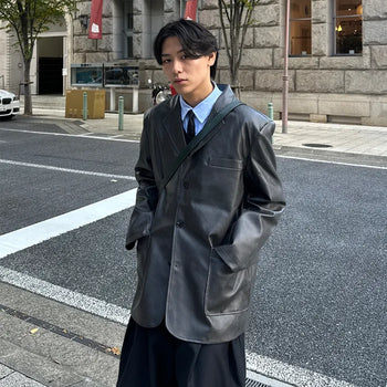 (Unisex) Daily Eco-Leather Single Jacket