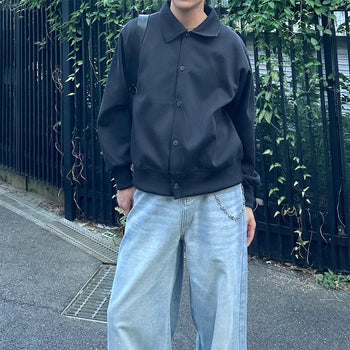(Unisex) Button-Up Short Collar Jacket