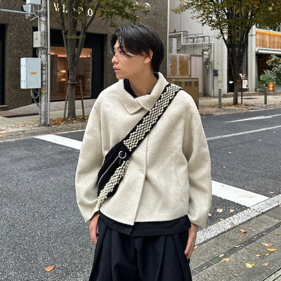 (Unisex) High-neck short coat