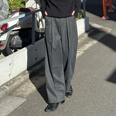 (Unisex) Tune-back band wide slacks