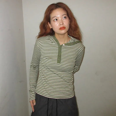 Striped button-down T-shirt