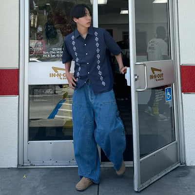 Denim balloon carpenter pants