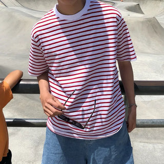 Colored striped short-sleeved T-shirt