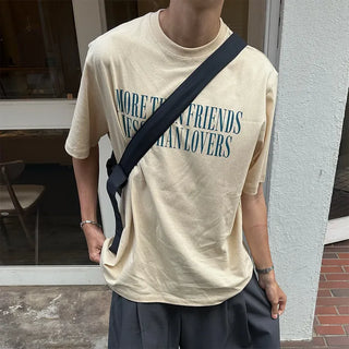 Simple color lettering short-sleeved T-shirt