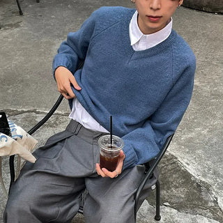 (Unisex) V-neck Loose Fit Knit