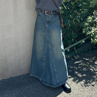 Maxi Slit Denim Long Skirt