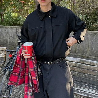 Stitched suede jacket