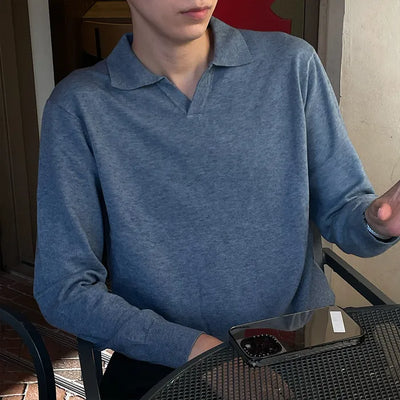 Half-open collar knit