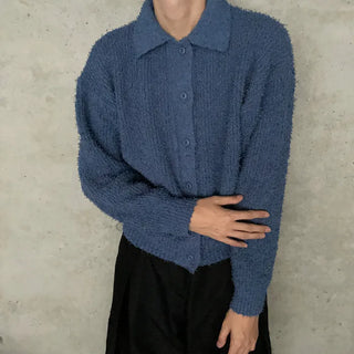 Boucle color knit cardigan