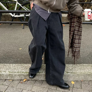 Side pintuck denim pants
