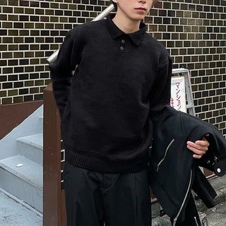 Half-button collar knit