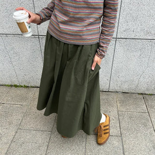 Cargo Shirring Long Skirt