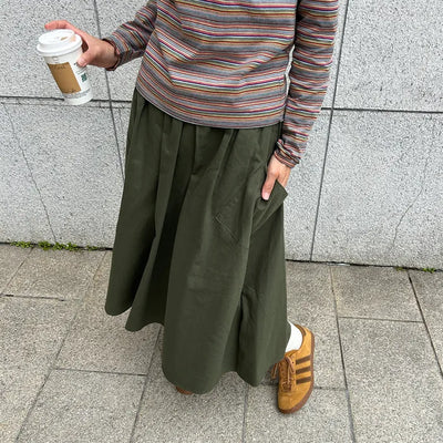 Cargo Shirring Long Skirt