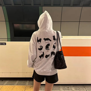 Cat back print hooded sweatshirt