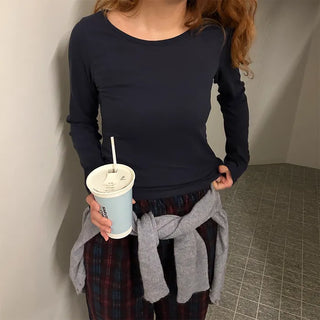 Ribbed long-sleeve T-shirt