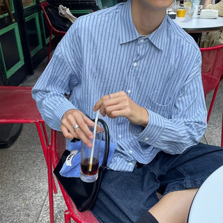 Two-tone striped pocket shirt