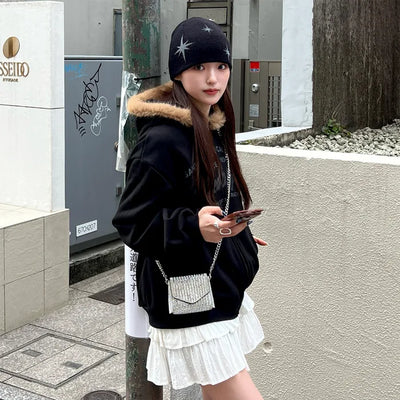 Lettering Hooded Zip-Up