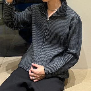 (Unisex) Spray Rib Double Zip Knit