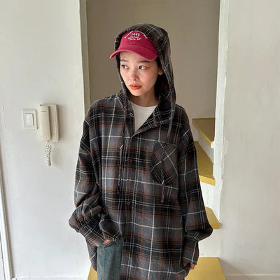 (Unisex) Check Big Boxy Seafood Shirt