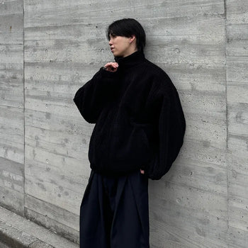 (Unisex) Boa Mock Neck Padded Blouson