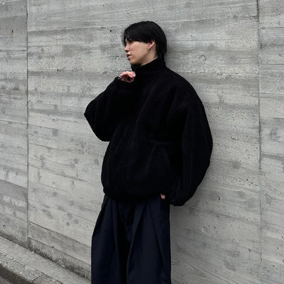 (Unisex) Boa Mock Neck Padded Blouson