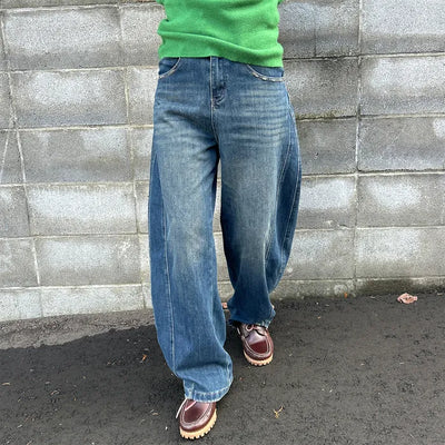 Semi-wide leg denim pants