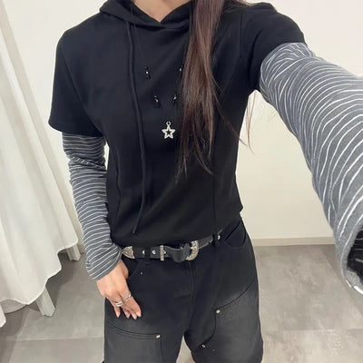 Border Layered Hoodie